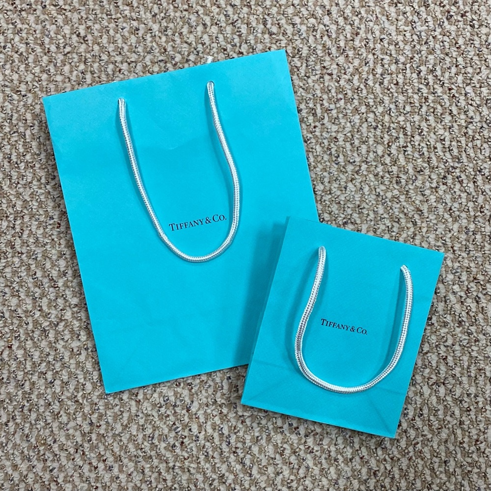 Set of 2 Tiffany & Co. Paper Shopping Bags. Small & Medium sizes